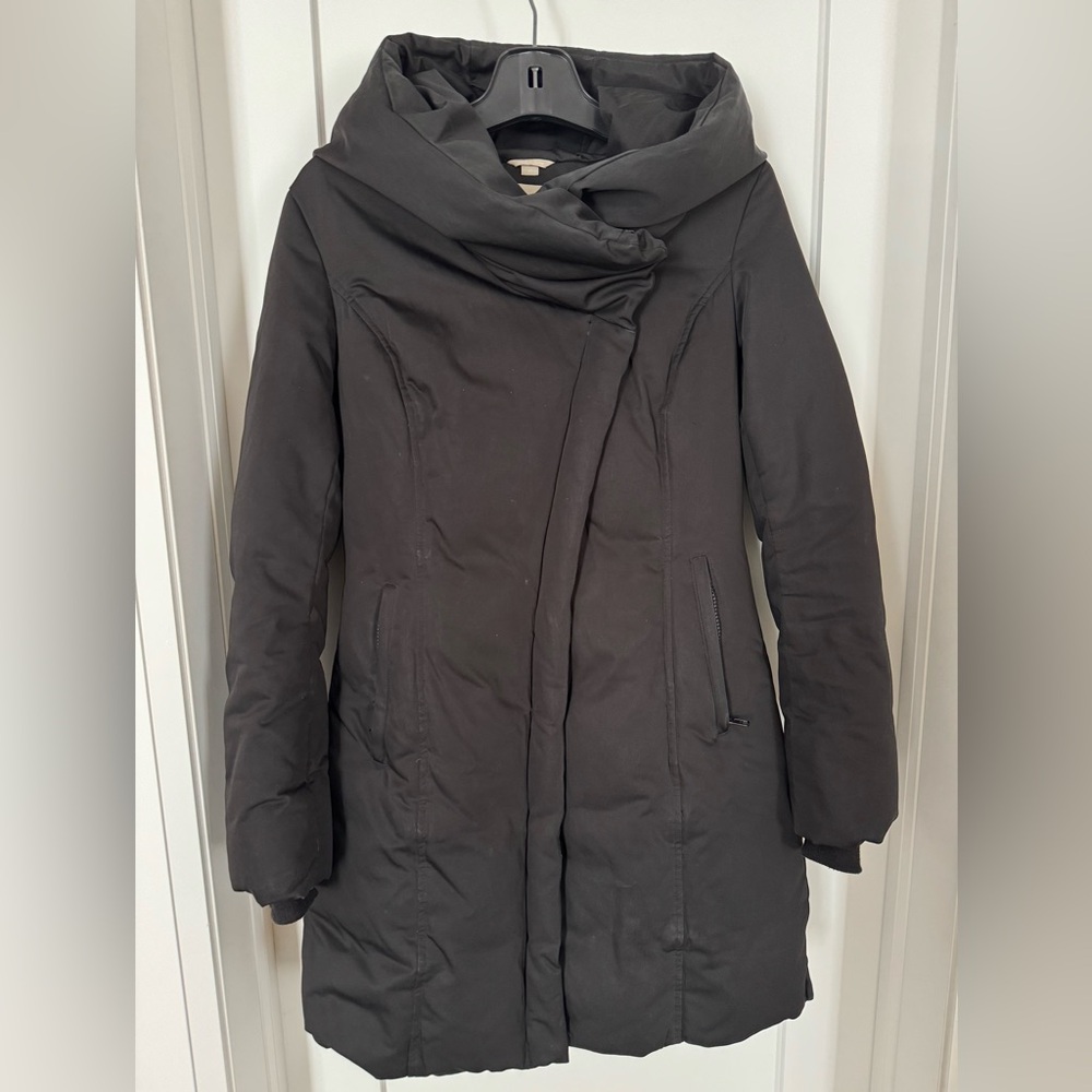 Soia & Kyo Black Puffer Coat Asymmetrical Zipper High Collar